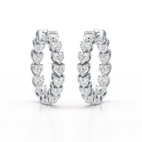 Love’s Sparkle - Heart-Shaped Lab Diamond Hoop Earrings